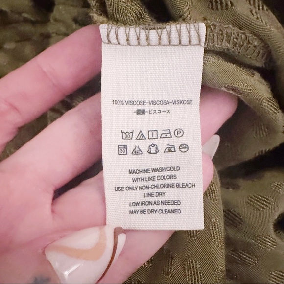 Free People Morning Dove Pants Wide Leg Green Satin Polka Dot - Picture 5 of 7